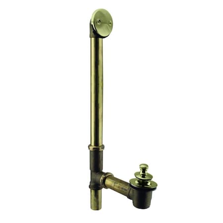 Westbrass Twist & Close Bath Waste, 22" Make-Up, 20 Ga. Tubing in Polished Brass D322-20G-01(7941820-01)